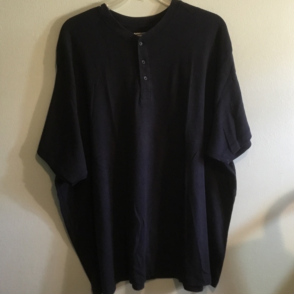 Basic Editions Navy Short-Sleeve Henley Tee